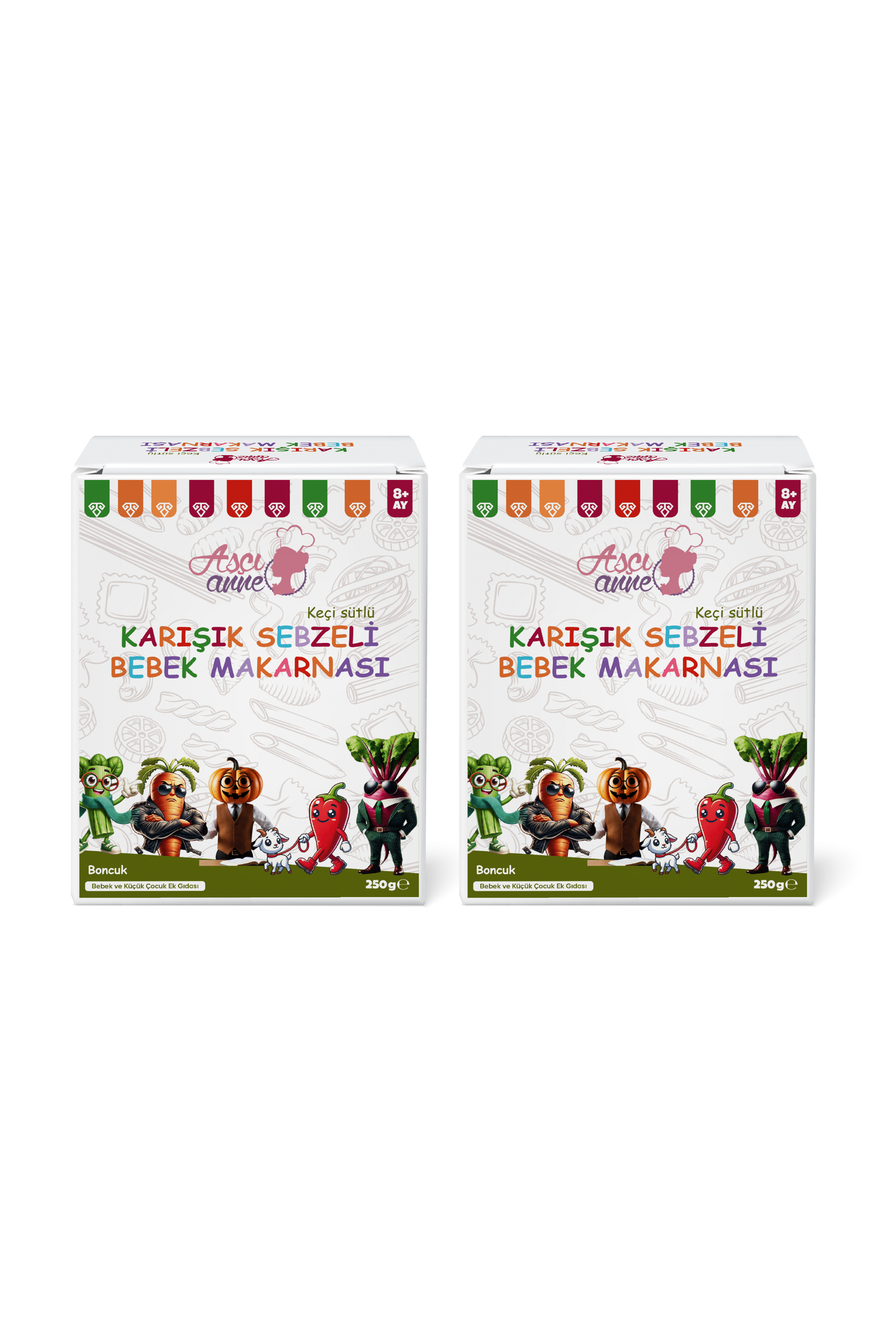 Aşçı Anne 2'li Karışık Sebzeli Bebek Makarnası (Boncuk) 8+ Ay