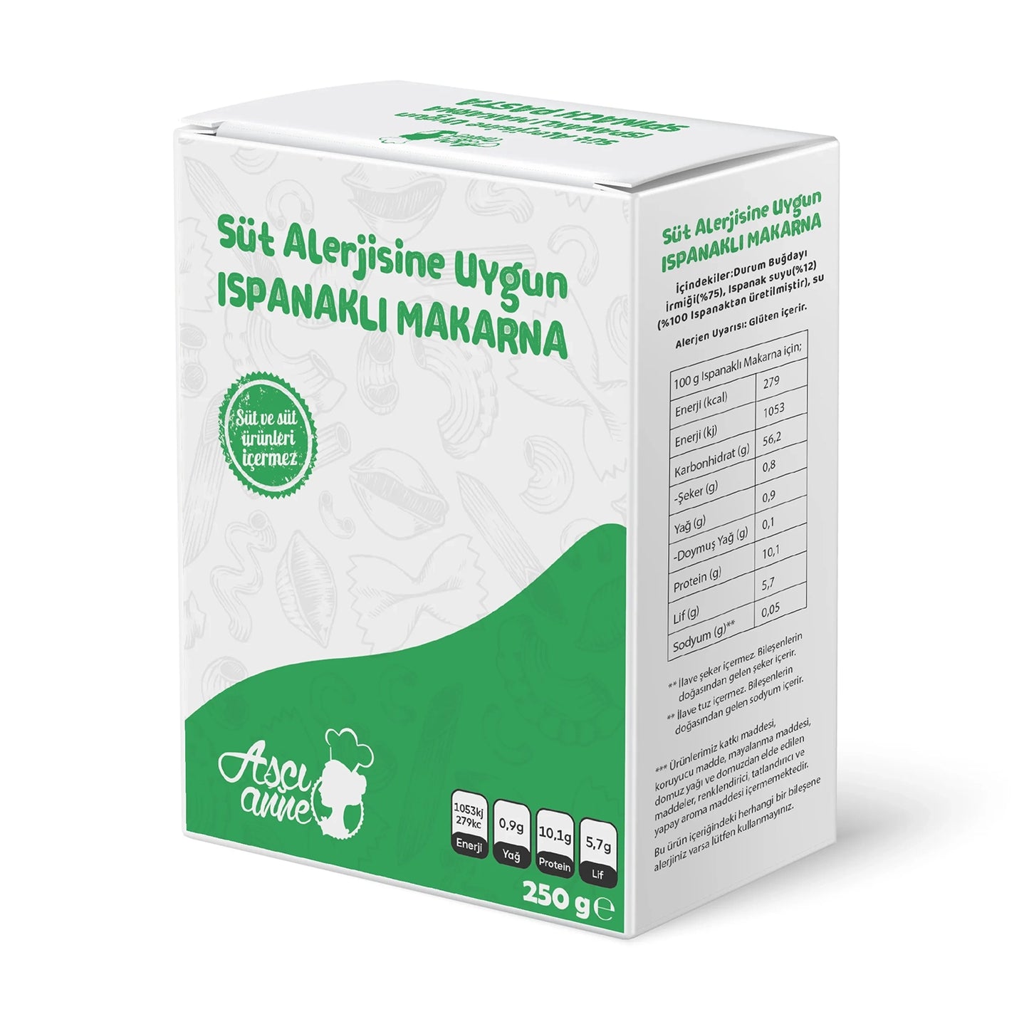 Aşçı Anne Süt Alerjik Ispanaklı Makarna (Dirsek)
