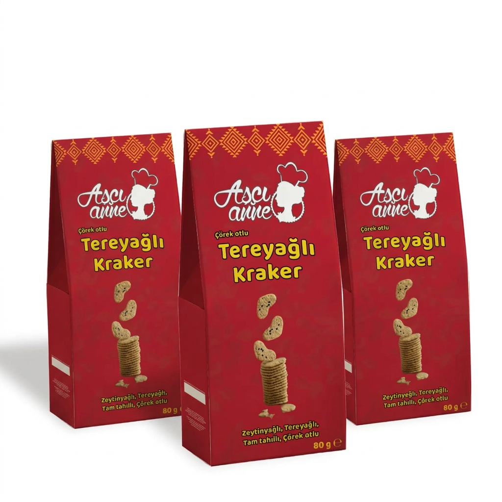 Aşçı Anne Çörek Otlu Tereyağlı Kraker 3’lü Paket • 3 × 80 g