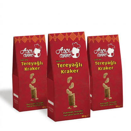 Aşçı Anne Çörek Otlu Tereyağlı Kraker 3’lü Paket • 3 × 80 g