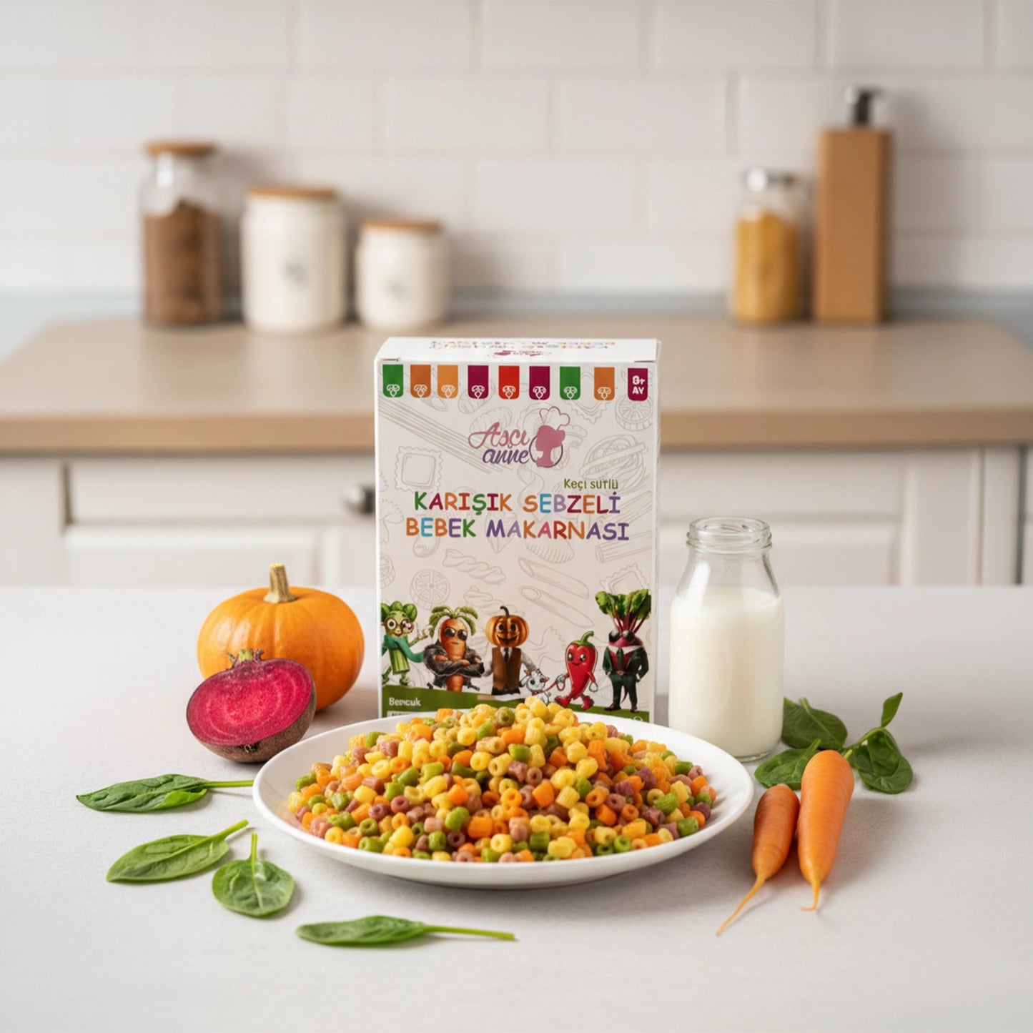 Aşçı Anne Karışık Sebzeli Boncuk Makarna - Bebek Makarnası  8+ Ay